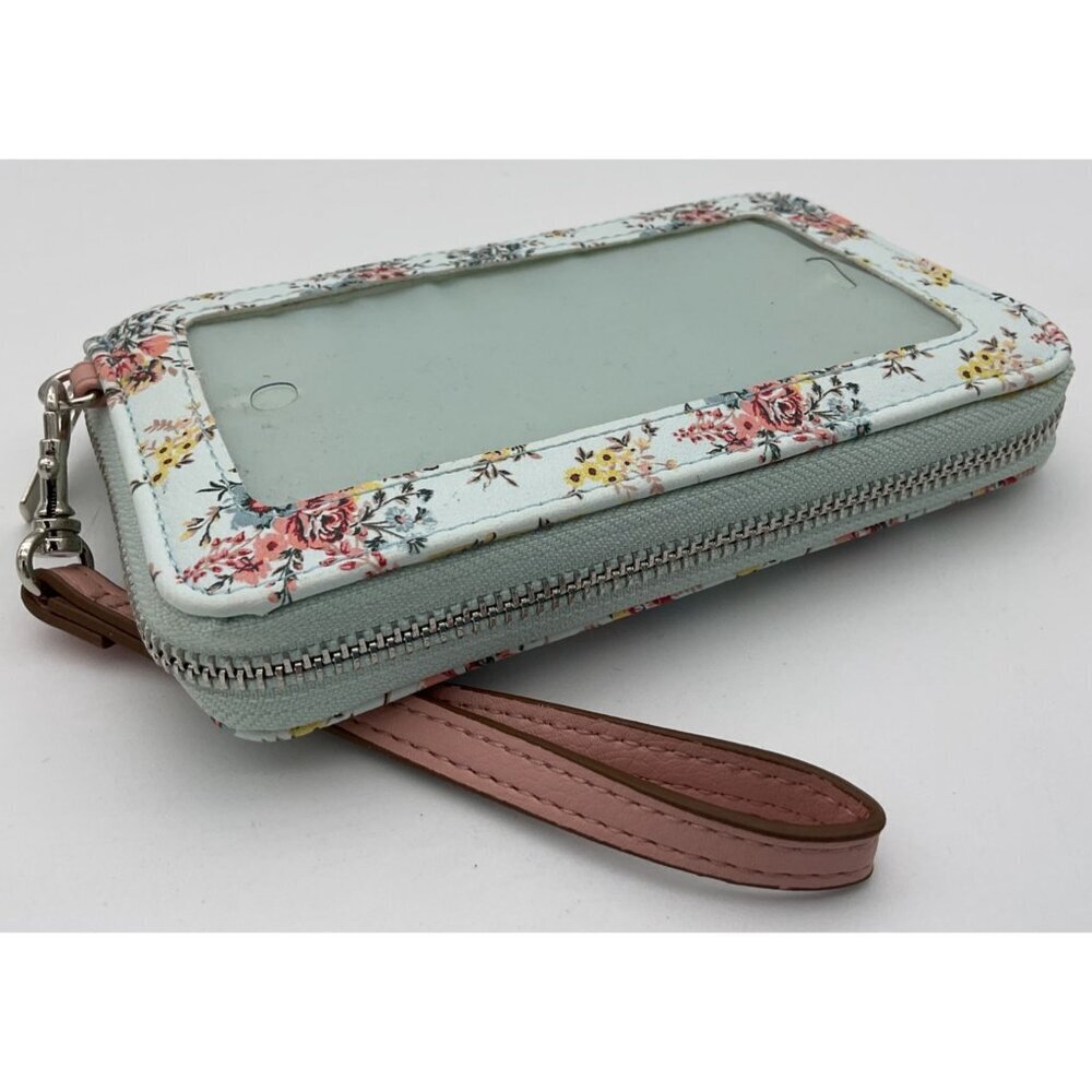 Wild Fable Lt Mint Floral Faux Leather Wristlet Wallet Phone Holder Zipper NWOT - Picture 7 of 7
